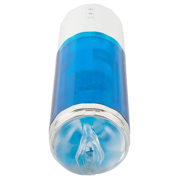 You2Toys - Akku-betriebener, rotierend-stoßender Masturbator (blau-weiß)