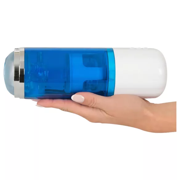 You2Toys - Akku-betriebener, rotierend-stoßender Masturbator (blau-weiß)