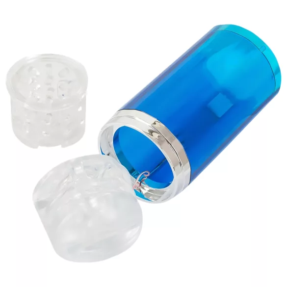 You2Toys - Akku-betriebener, rotierend-stoßender Masturbator (blau-weiß)