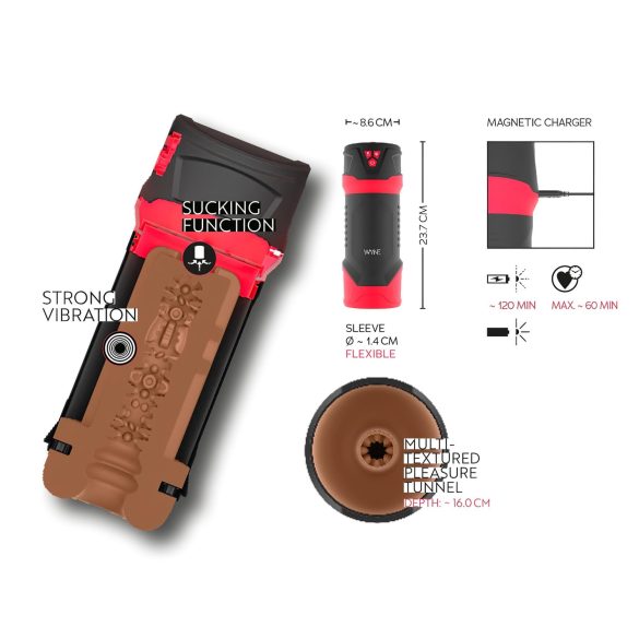 WYNE 01 - Wiederaufladbarer, vibrierender, wärmender Masturbator (schwarz)