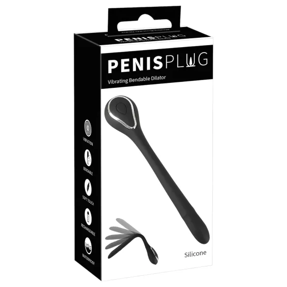Penis Plug Dilator - wiederaufladbarer, vibrierender Dilator (1 cm, schwarz)