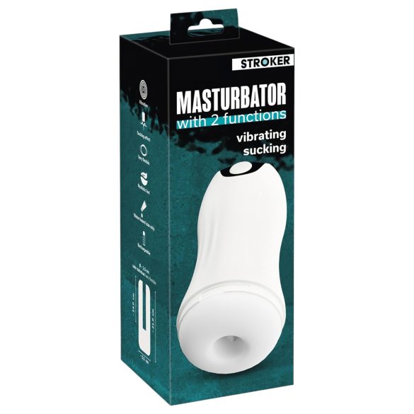 STROKER - Akku-Betriebener Saug- und Vibrationsmasturbator (Weiß)
