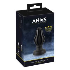 ANOS - superweicher, gerippter Anal-Dildo - 5cm (schwarz)