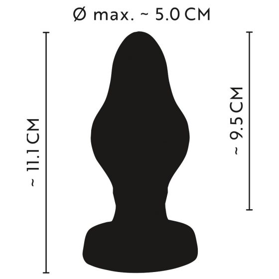 ANOS - superweicher, gerippter Anal-Dildo - 5cm (schwarz)