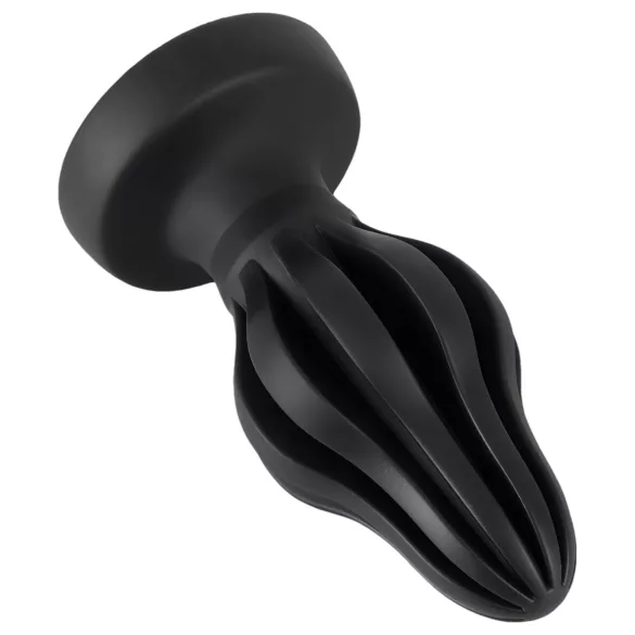 ANOS - Weicher, gerippter Analplug - 7cm (schwarz)