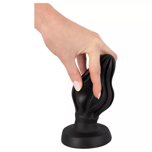 ANOS - gerippter weicher Butt Plug - 7 cm (schwarz)