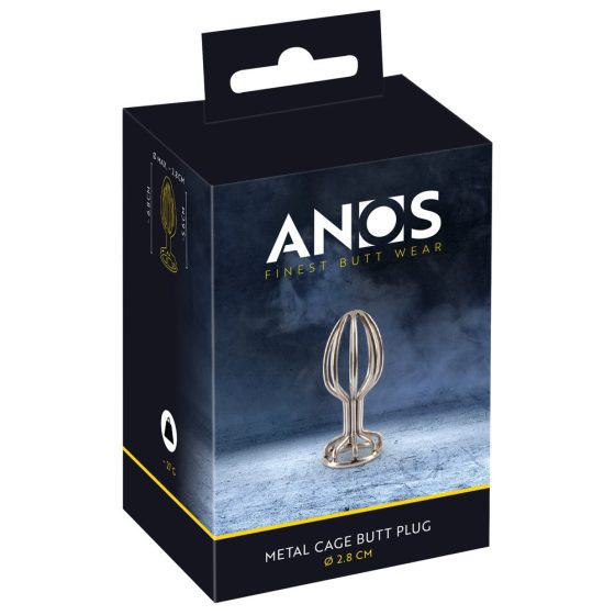 ANOS Metal (2,8 cm) - Käfigförmiger Edelstahl-Anal-Dildo (Silber)