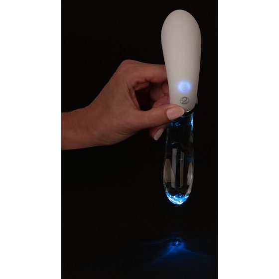 You2Toys Liaison - akkubetriebener, Silikon-Glas-LED-Vibrator (transparent-weiß)
