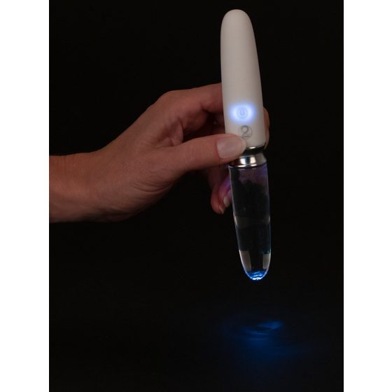 You2Toys Liaison - Akkubetriebener Silikon-Glas LED Vibrator (Transparent-Weiß)