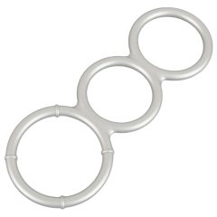   You2Toys - Dreifacher Silikon-Penis- und Hodenring mit Metalleffekt (Silber)