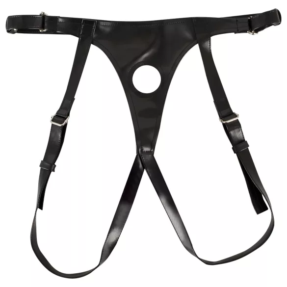 SMILE - lila-schwarzes Strap-On-Duo-Dildo mit Unterteil