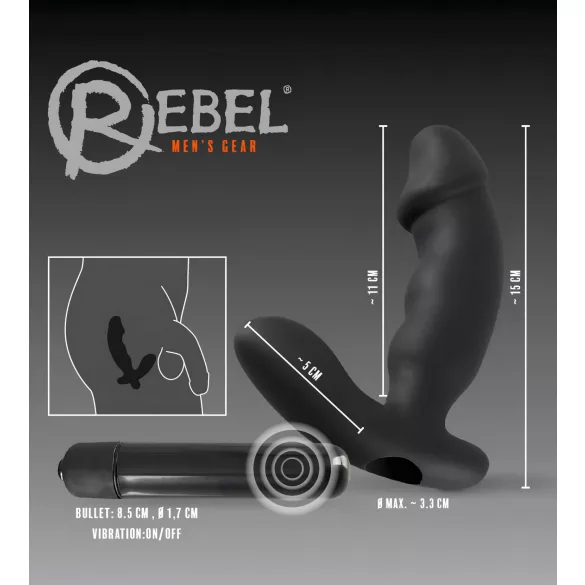 Rebel - Prostata-Vibrator mit Penis (schwarz)
