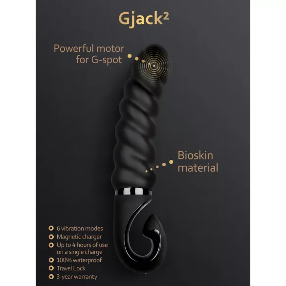 Gvibe G-jack 2 - Wiederaufladbarer, wasserdichter Silikonvibrator (schwarz)