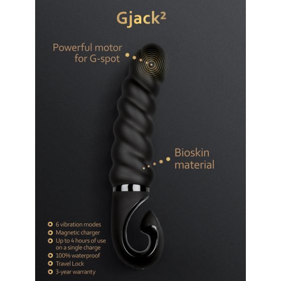 Gvibe G-jack 2- Akkubetriebener, wasserfester Silikonvibrator (Schwarz)