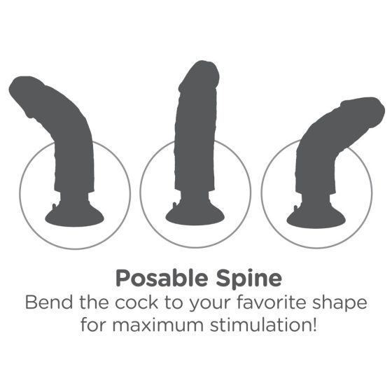 King Cock 7 flexibler, testikularer, Saugnapf Vibrator (18 cm) - natürlich