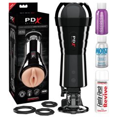  PDX Elite Cock Compressor - Saugender, vibrierender Pussy-Masturbator (schwarz)