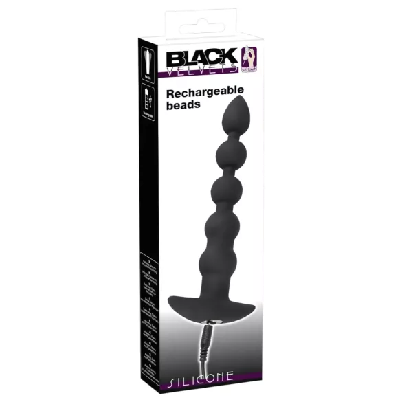Black Velvet - Wiederaufladbarer 5-Perlen Analvibrator (schwarz)