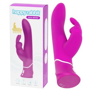 Happyrabbit Curve - Wasserdichter, akkubetriebener Vibrator mit Klitorisarm (lila)