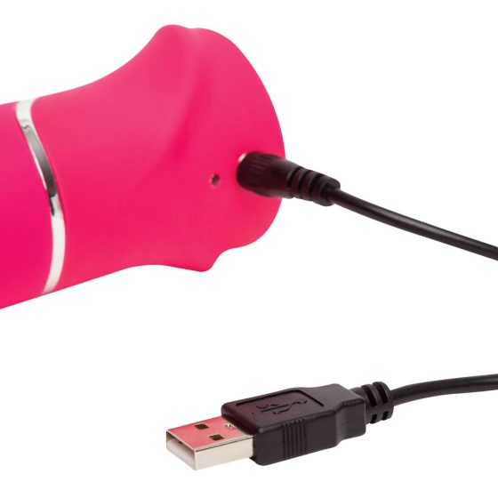 Happyrabbit Thrusting - Wiederaufladbarer, sich drehender Schubvibrator mit Hebel (rosa)
