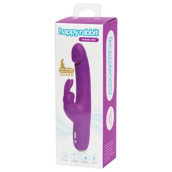 Happyrabbit Realistic Slim - Akku-Vibrator mit Klitorisarm (lila)