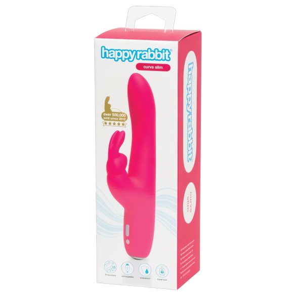 Happyrabbit Curve Slim - wasserdichter Klitoris-Vibrator mit Arm (pink)
