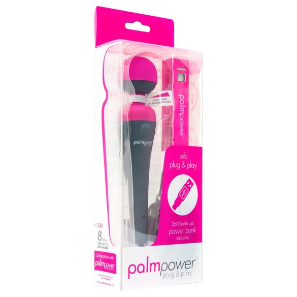 PalmPower Wand - Vibrator mit Powerbank (Pink-Grau)