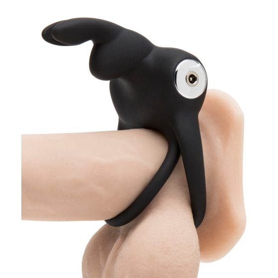 Happyrabbit Cock - wasserdichter, akkubetriebener Penis- und Hodenring (schwarz)