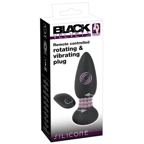Black Velvet - Akku-betrieben, kabellos, rotierende Perlendildo Analvibrator (schwarz)