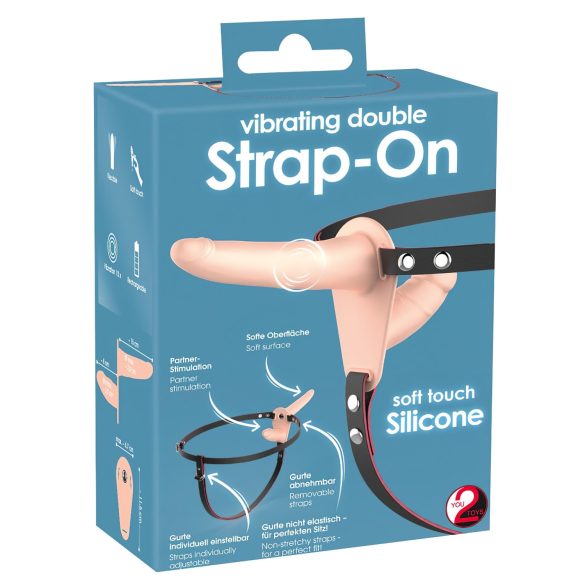 You2Toys - Strap-On - Doppeldildo mit Gurt (natur)