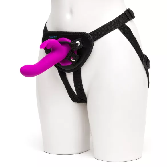 Happyrabbit Strap-On - Hasen-Vibrator zum Umschnallen mit Klitorisstimulator (lila)
