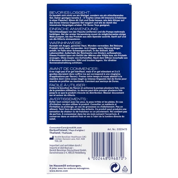 Durex Intense Orgasmic - klitorisstimulierendes Gel (10 ml)