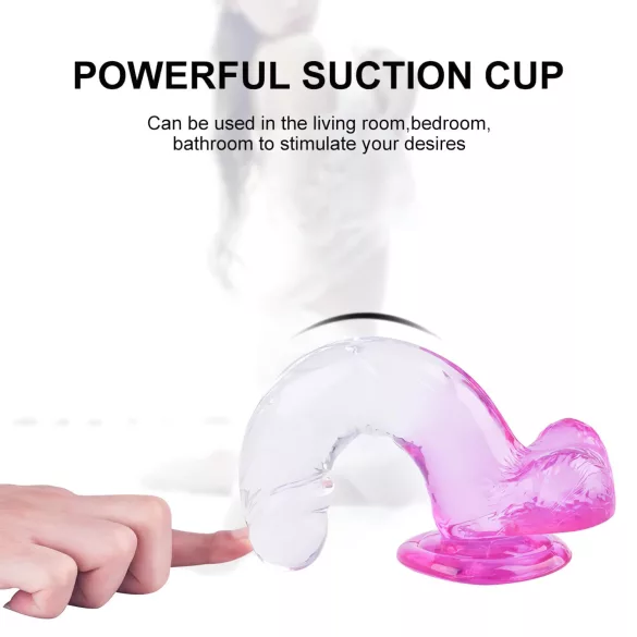 Sunfo - Saugnapf-Dildo mit Hoden - 22cm (transparent-lila)