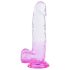 Sunfo - Saugnapf-Dildo mit Hoden - 22cm (transparent-lila)