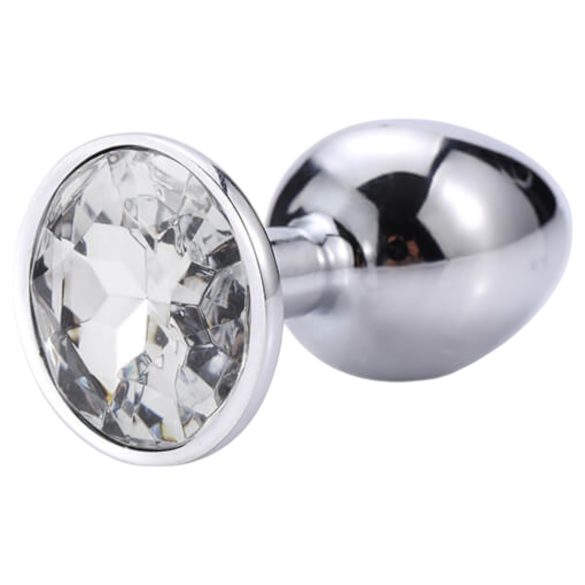 Sunfo - Metall Analplug mit weißem Stein (Silber)