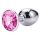Sunfo - Metall Analplug mit pinkfarbenem Edelstein (Silber)