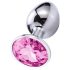 Sunfo - Metall Analplug mit pinkfarbenem Edelstein (Silber)