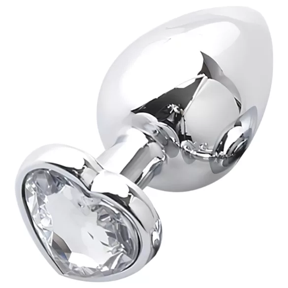 Sunfo - metall Analplug mit herzförmigem Stein (silber-weiß)