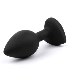   Sunfo - Silikon Anal-Dildo mit herzförmigem Stein (Schwarz-Weiß)