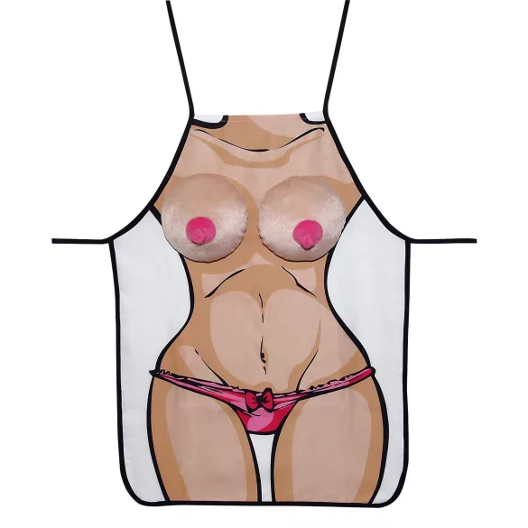 Erotische Geschenk-Küchenschürze (mit Plüschbrüsten)