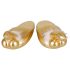Goldene Pantoffeln mit Penis-Motiv