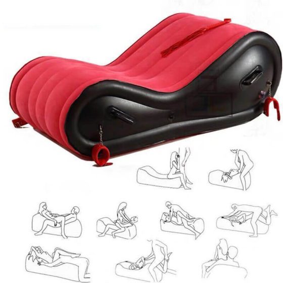 Magic Pillow - Aufblasbares Sexbett - mit Handschellen - groß (rot)