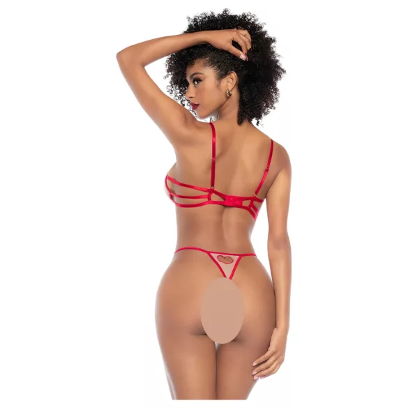 Mapalé - 3-teiliges BH-Set mit Ausschnitten (Rot-Natur) - (S/M)