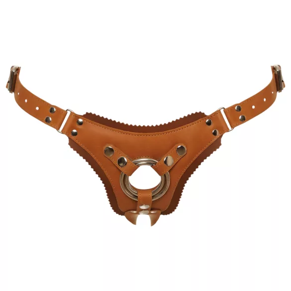 ZADO - Leder Bodygeschirr für Strap-On (braun) - XXL