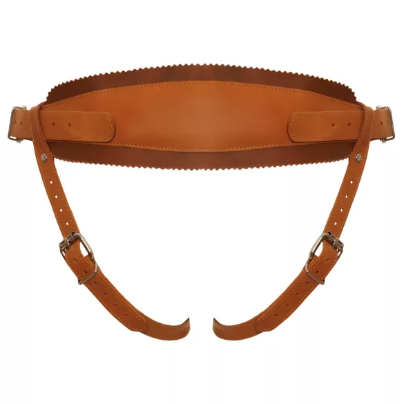 ZADO - Leder Bodygeschirr für Strap-On (braun) - XXL