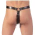 ZADO - Leder Tanga mit Dildo, 3 Penisringen