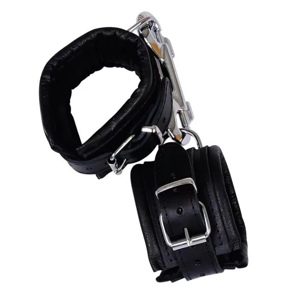 ZADO - Schwarze Lederhandfesseln mit Karabiner