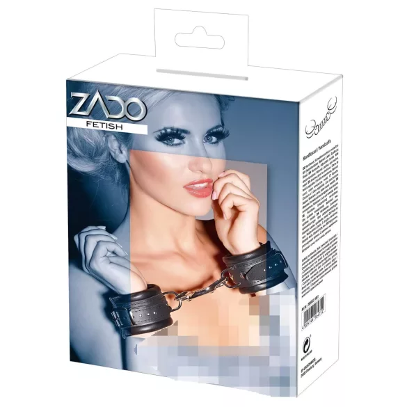 ZADO - Schwarze Lederhandfesseln mit Karabiner