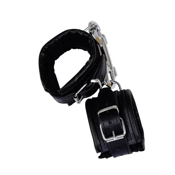 ZADO - Schwarze Lederhandfesseln mit Karabiner
