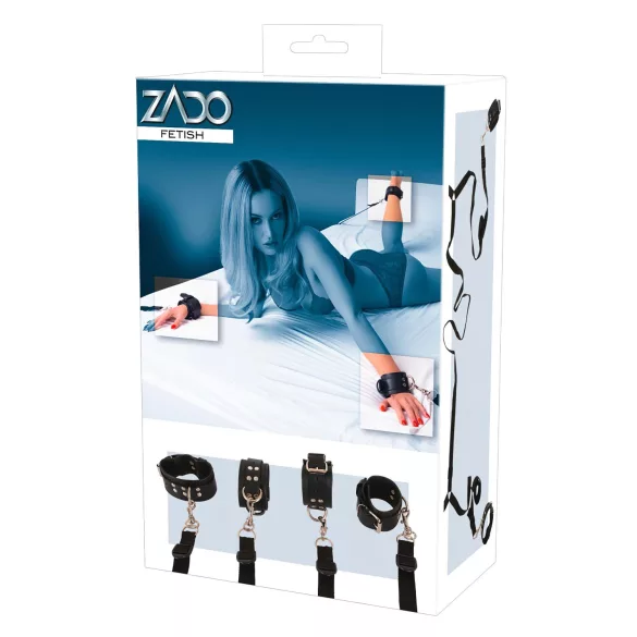 ZADO - Leder Fesselset fürs Bett (schwarz)