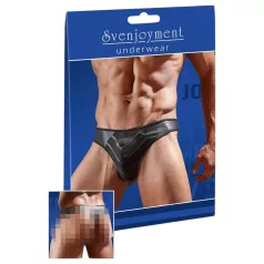   Svenjoyment - Glänzender Herren-String mit transparentem Einsatz (schwarz)